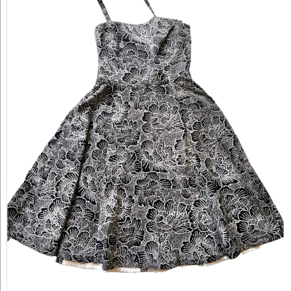 SIGRID Olsen navy floral halter strapless 50s dress size 4